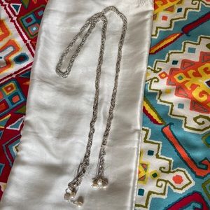 Stella & Dot sterling silver & fresh water pearl lasso necklace